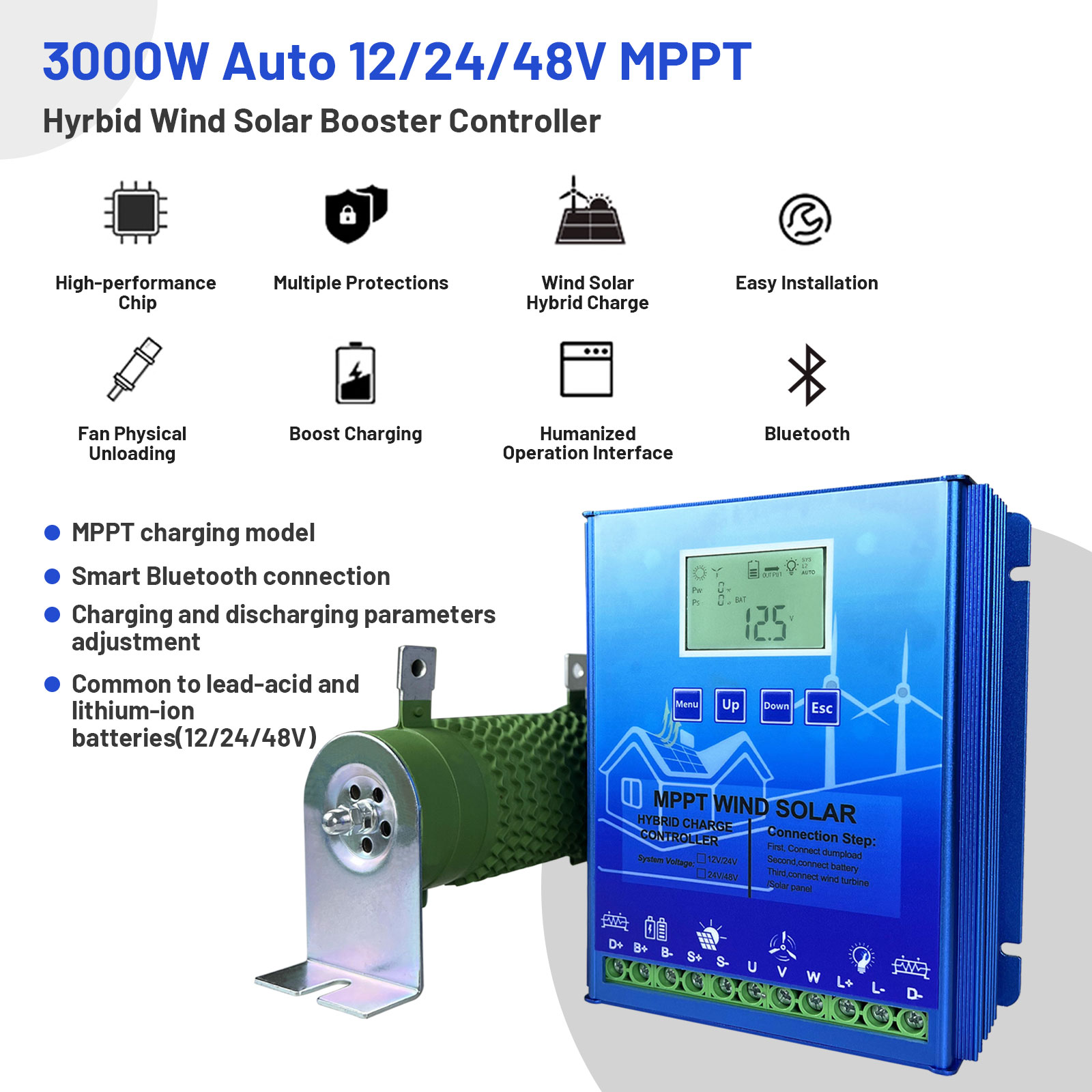 3000W MPPT Lai Gió Mặt Trời Bộ - đánh giá và giá Wind Solar Hybrid Kit